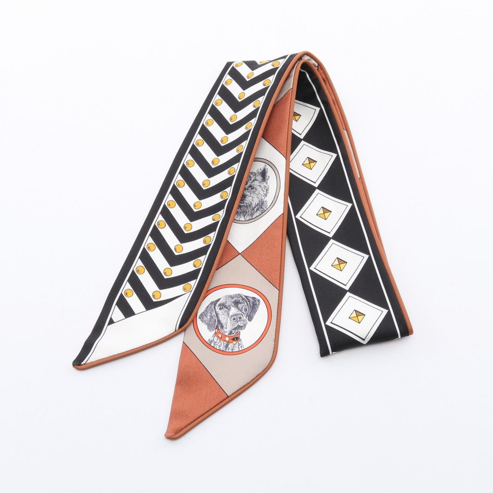 エルメス HERMES スカーフ ツイリー Colliers et Chiens Plumetis シルク レザー トゥイリー コリエ エ シアン レディース