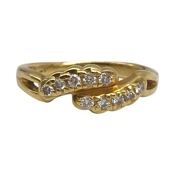 K18 ダイヤ 0.20ct リング レディース メレダイヤ イエローゴールド 12号 T1