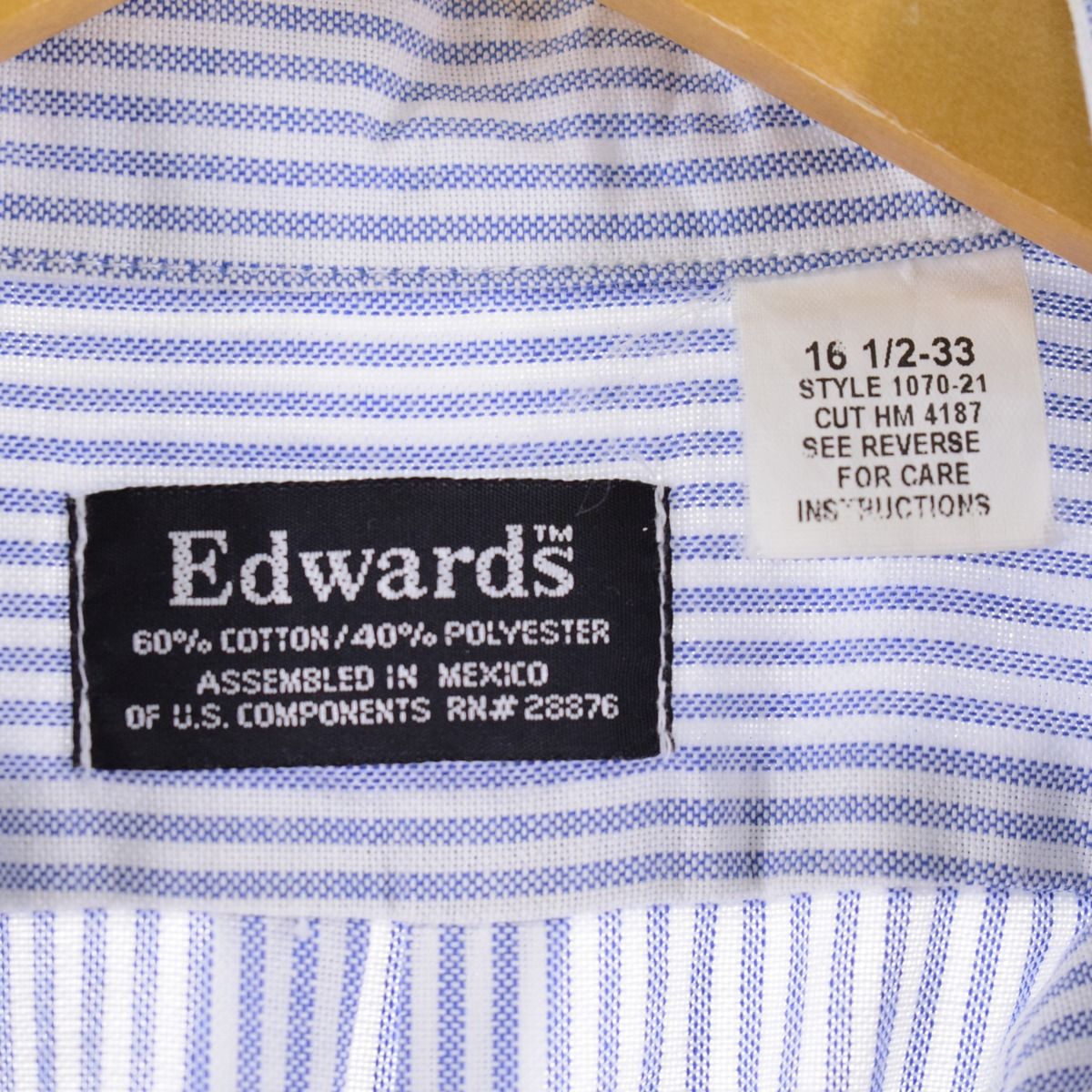 Edwards 刺繍入り 長袖 ボタンダウンストライプシャツ メンズXL /eaa345316