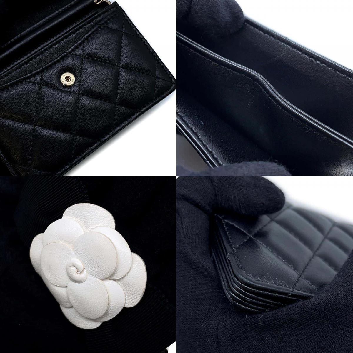 シャネル チェーンウォレット カメリア ラムスキン AP2163 CHANEL 財布 