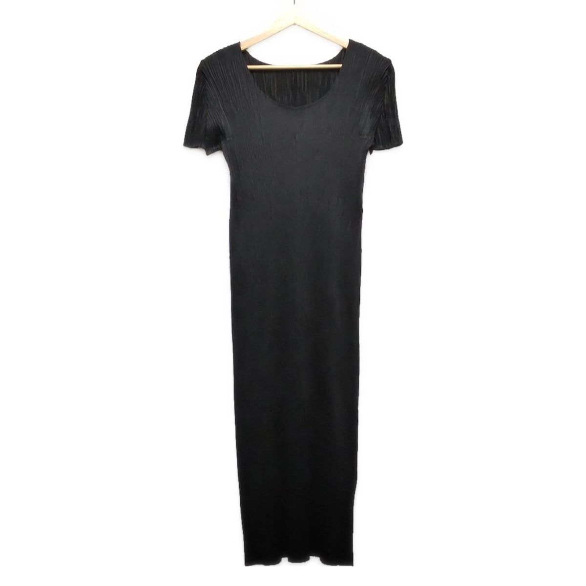 PLEATS PLEASE プリーツプリーズ ワンピース サイズ2 M レディース - 黒 クルーネック|半袖|マキシ丈|プリーツ