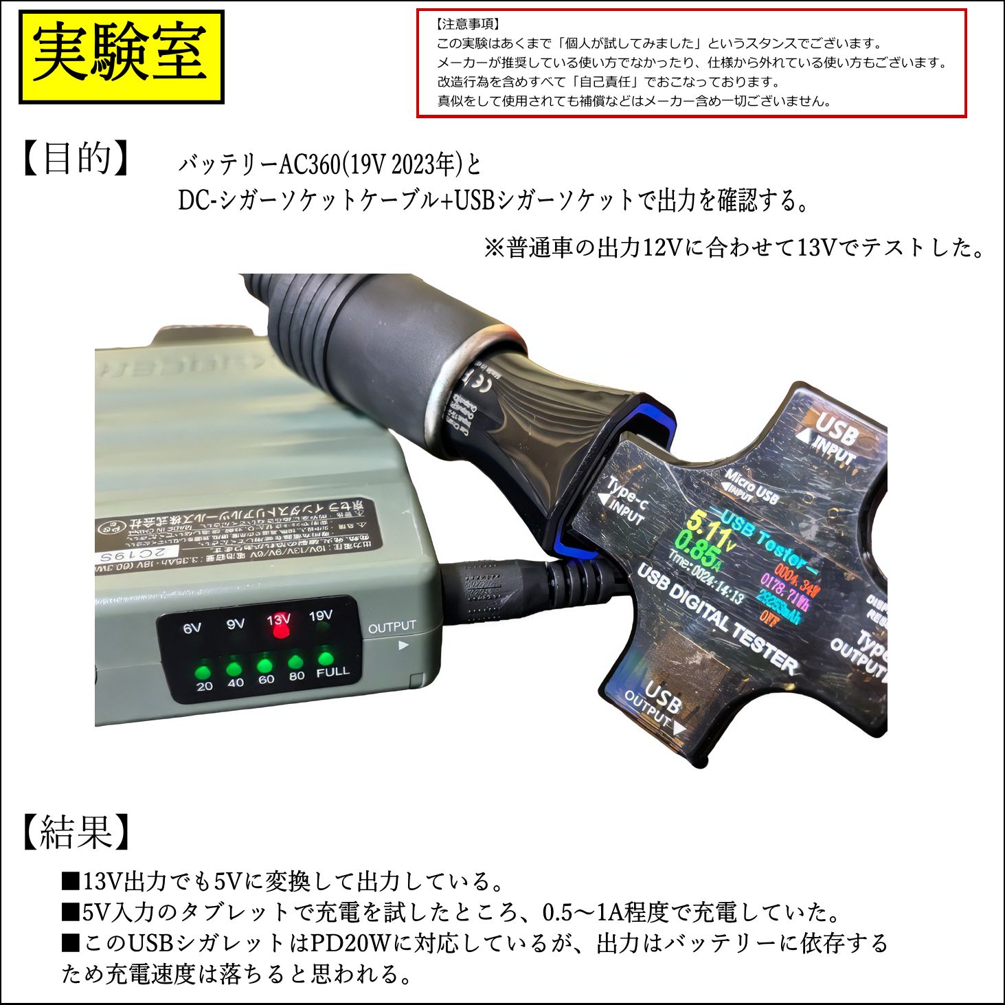 バートル(BURTLE) バッテリーAC360(19v)を有効活用 シガー