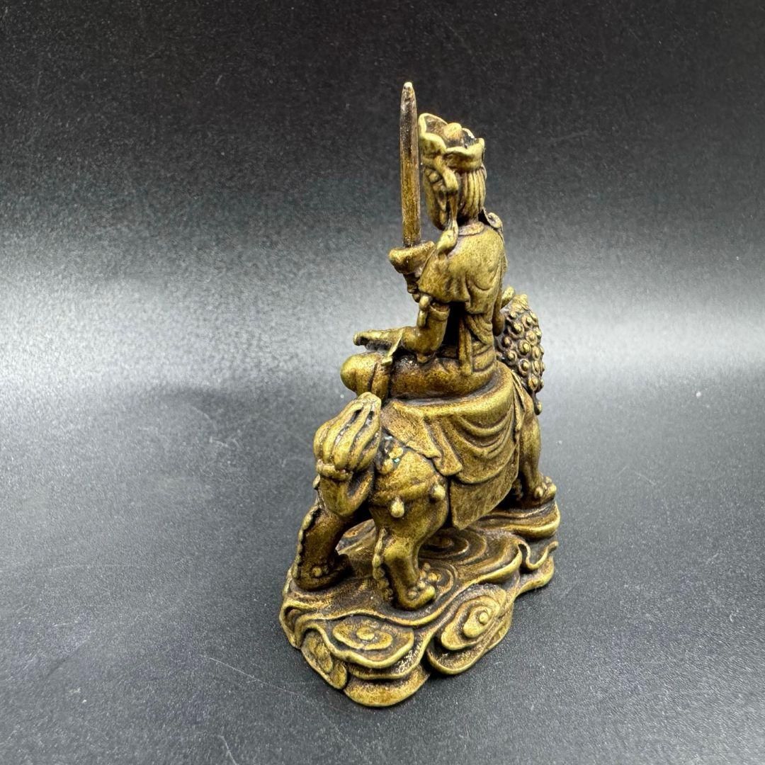 銅 細工 仏像 青獅子文殊菩薩坐像 小仏像 工芸品 置物 - メルカリ