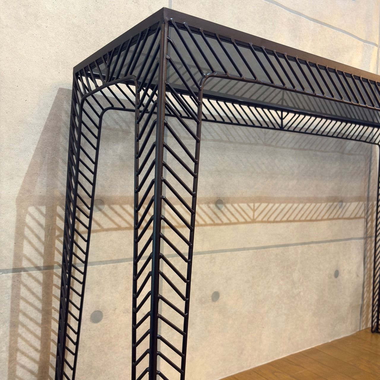 W120cm アイアンフレーム×ガラス天板