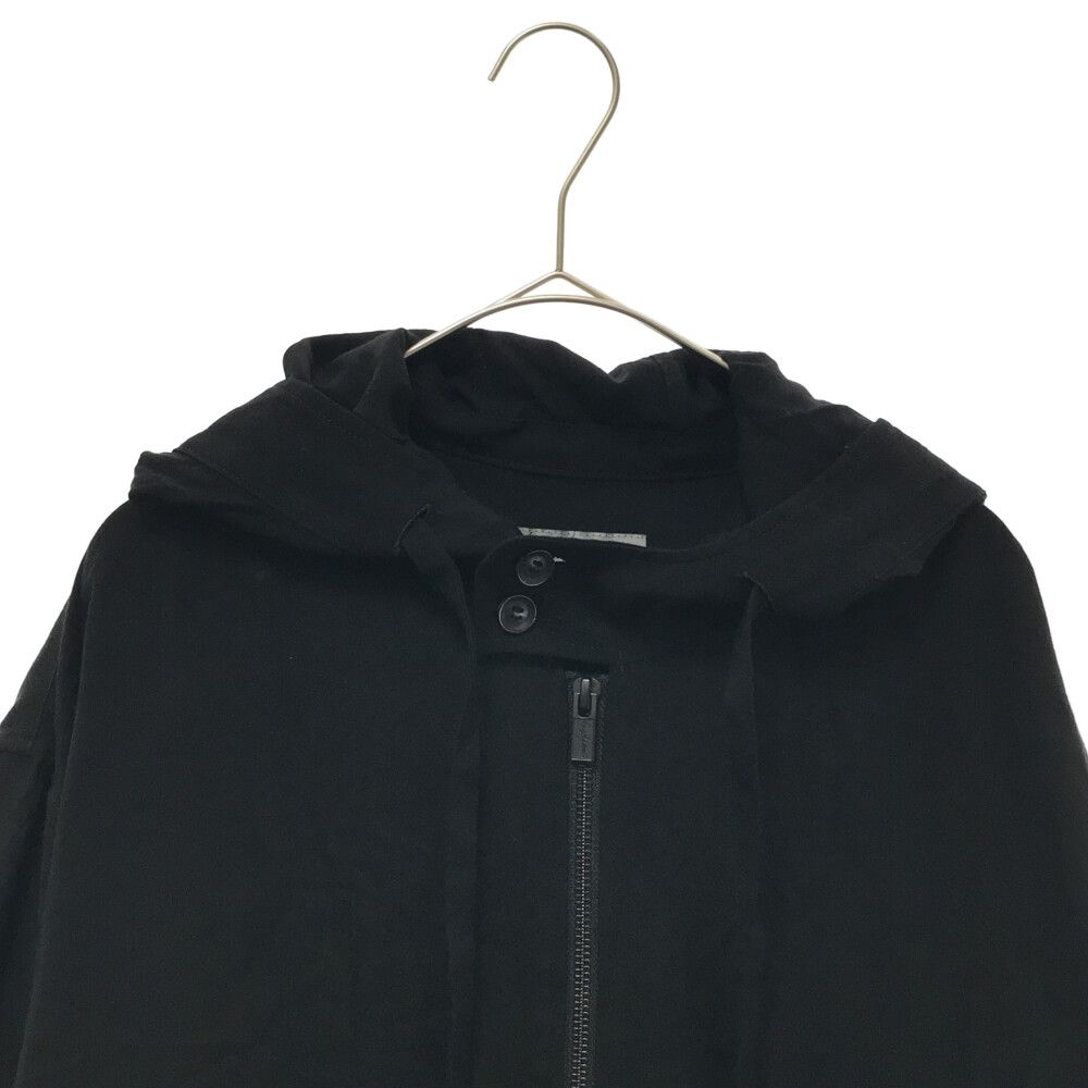 Yohji Yamamoto POUR HOMME (ヨウジヤマモト プールオム) 21AW シルク混 フードブルゾン ジップパーカー ブラック  HX-B52-216