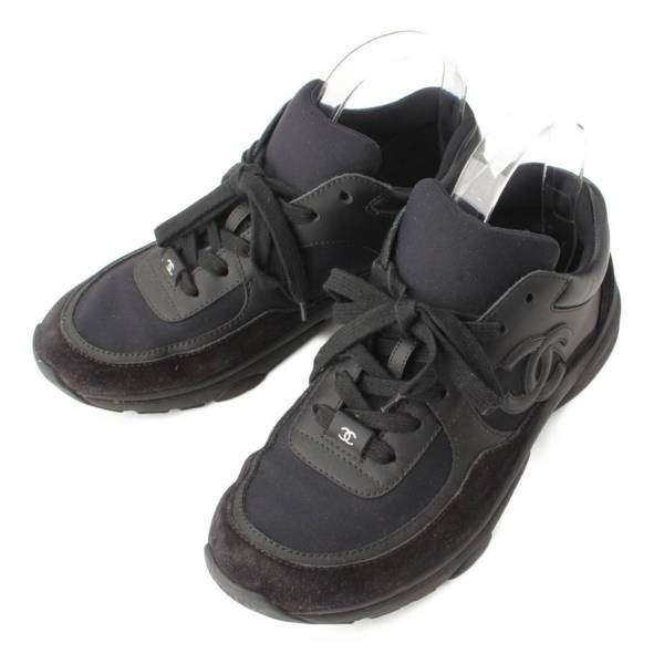 シャネル(Chanel) ココマーク レースアップ シューズ ブラック 38