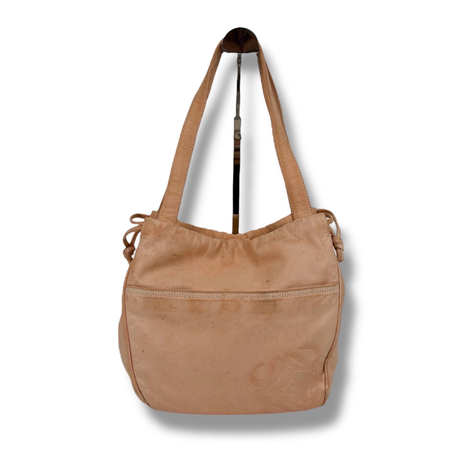 良品 LOEWE ロエベ アナグラム ハンドバッグ 巾着 VINTAGE LOEWE アナグラム巾着バッグ - mozme