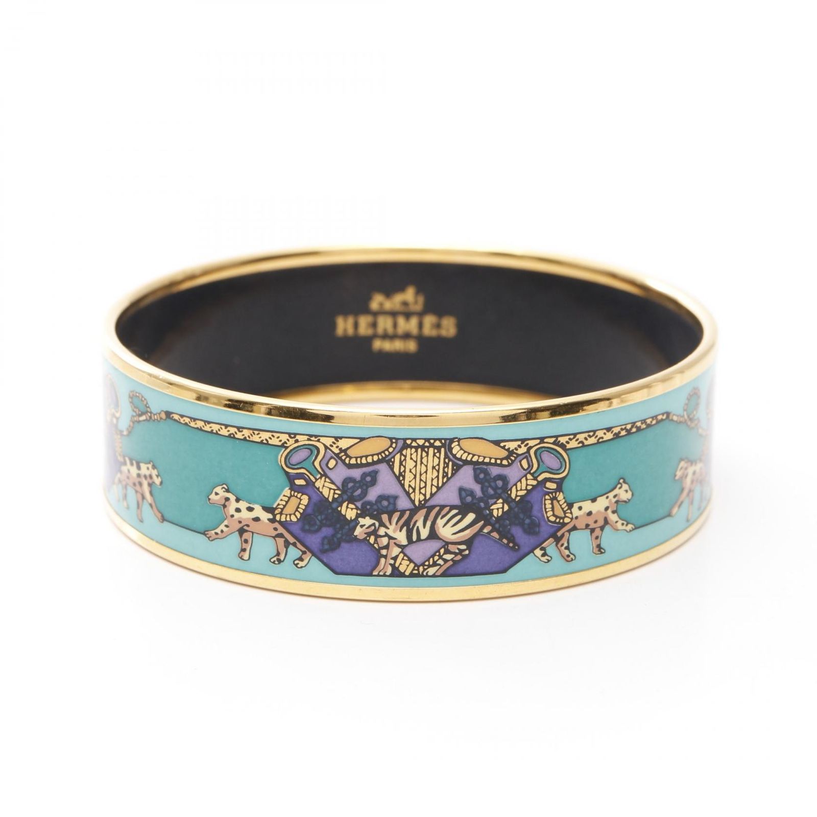 HERMES グリーン・ゴールド バングル HERMES/エルメス】ベルトモチーフ ヴィンテージ バングル