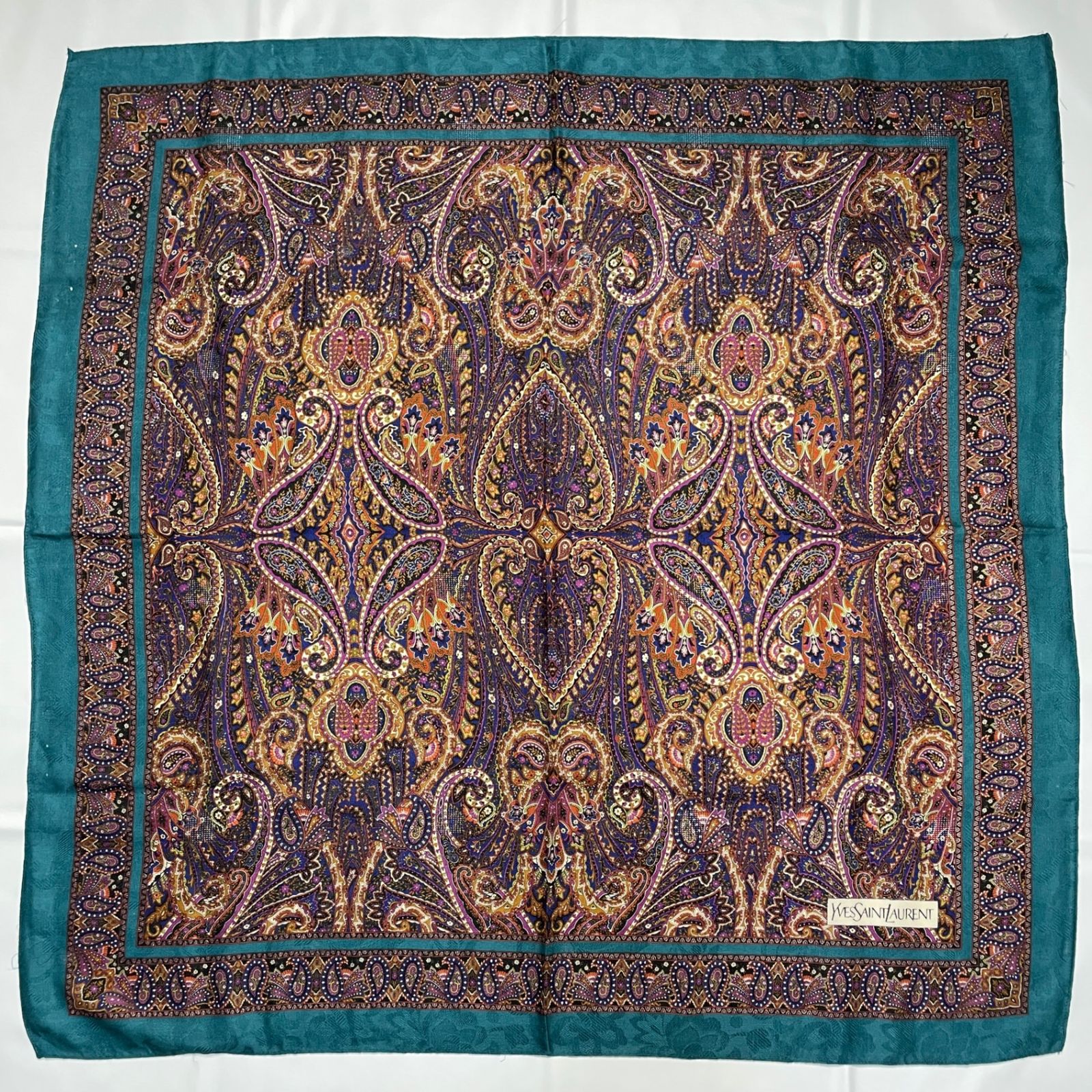 2508-212｜美品｜イヴサンローラン スカーフ グリーン タグあり イヴ