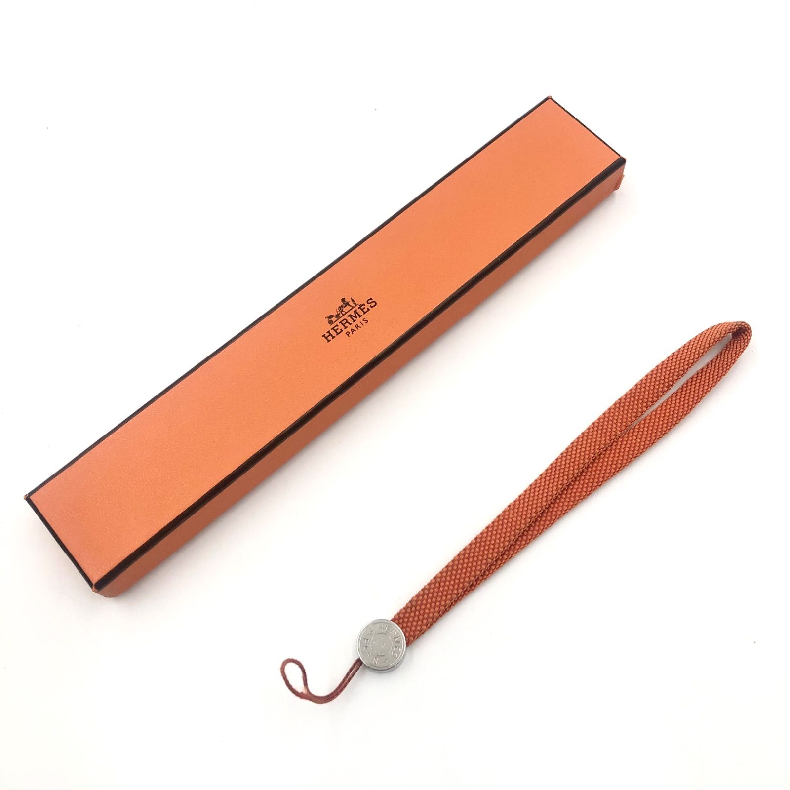 HERMES エルメス セリエ ストラップ チャーム オレンジ シルバー金具