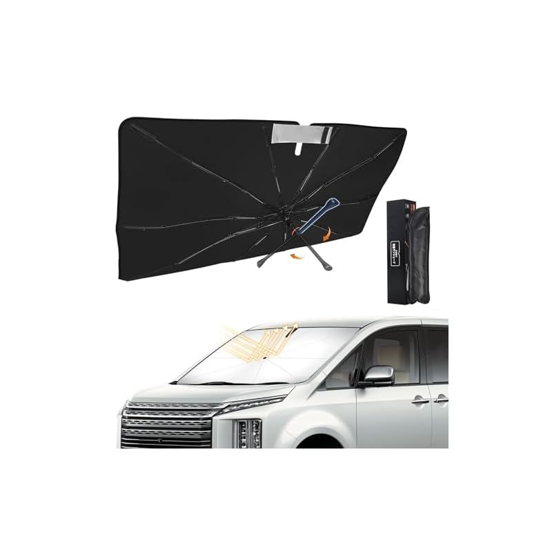 新型 三菱 デリカ D5 D:5 傘型 サンシェード 専用 DELICA D5 D:5 車用サンシェード 車種専用設計 UVカット 紫外線対策 フロントガラス用 サンシェード 日よけ 遮光 遮熱 車中泊 仮眠 360回転可能 傘