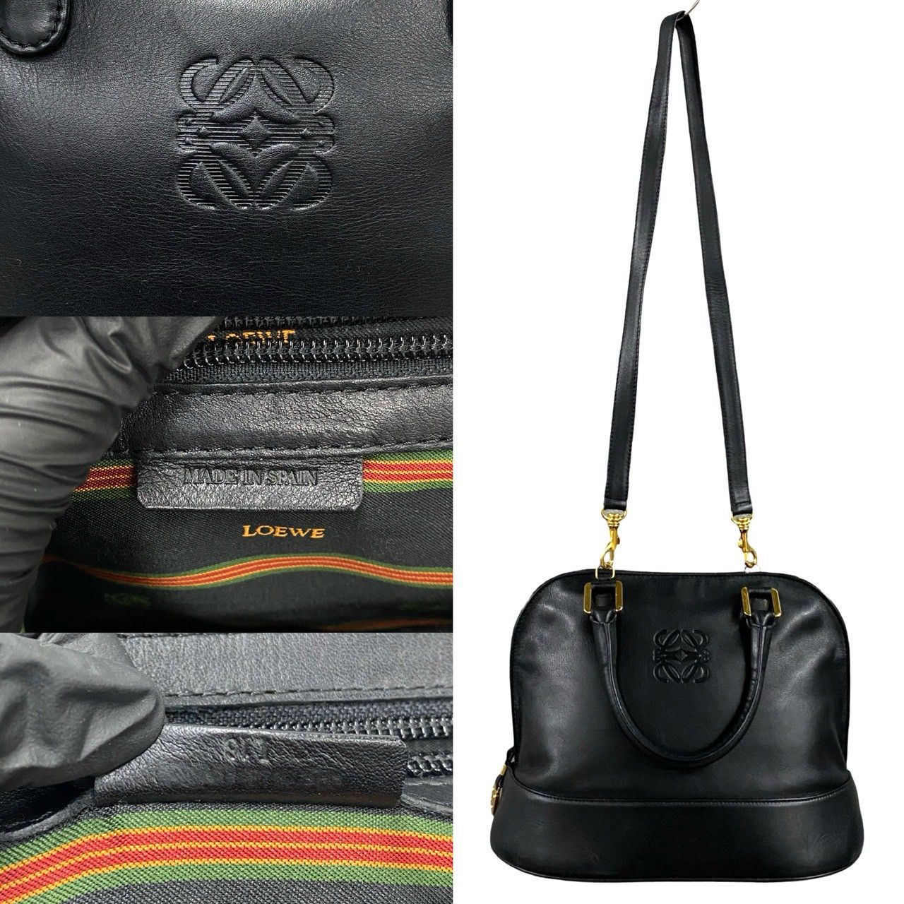 極 美品 LOEWE ロエベ アナグラム ヴィンテージ ロゴ レザー 本