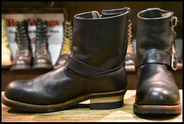 9D 良品 08年】レッドウィング 8182 ショート エンジニア 黒