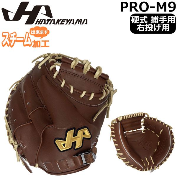 全国どこでも送料無料！ ハタケヤマ硬式野球捕手用ミット／一般.大人用.右投げ／ブラウン グローブ