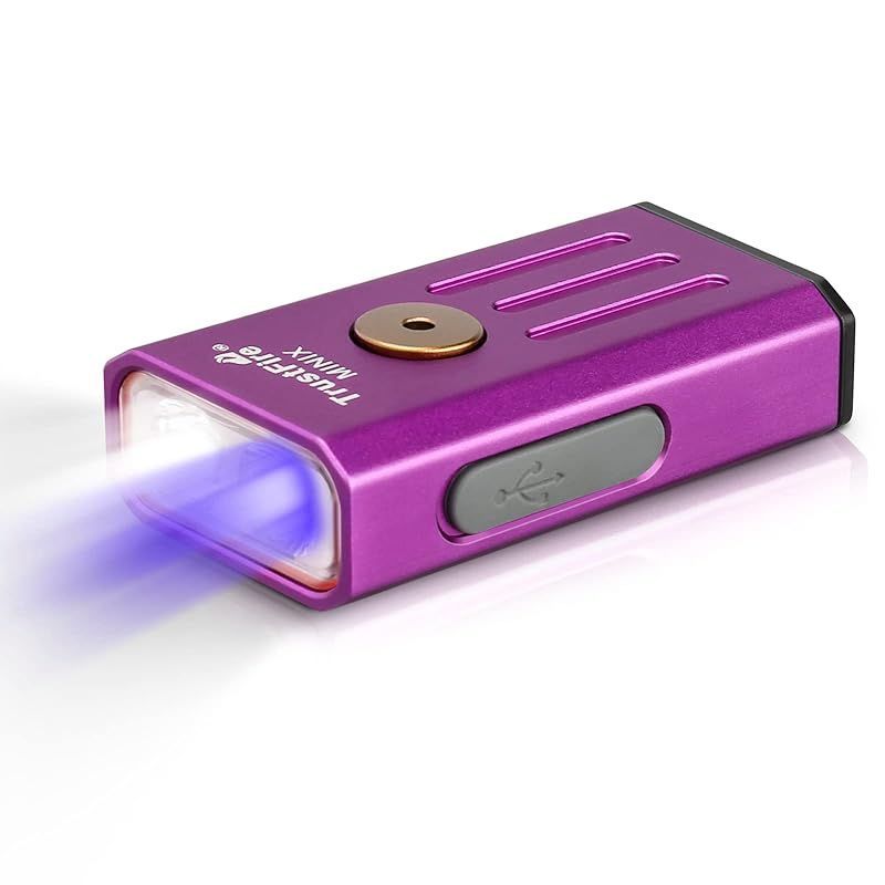 【新着商品】MiniX懐中電灯（LED白色光＋UV光）、320ルーメン、全金属製のキーホルダーライト、IP66防水防塵、充電用Type-cポート、バッテリーインジケーター、ローバッテリー警告、美しいデ