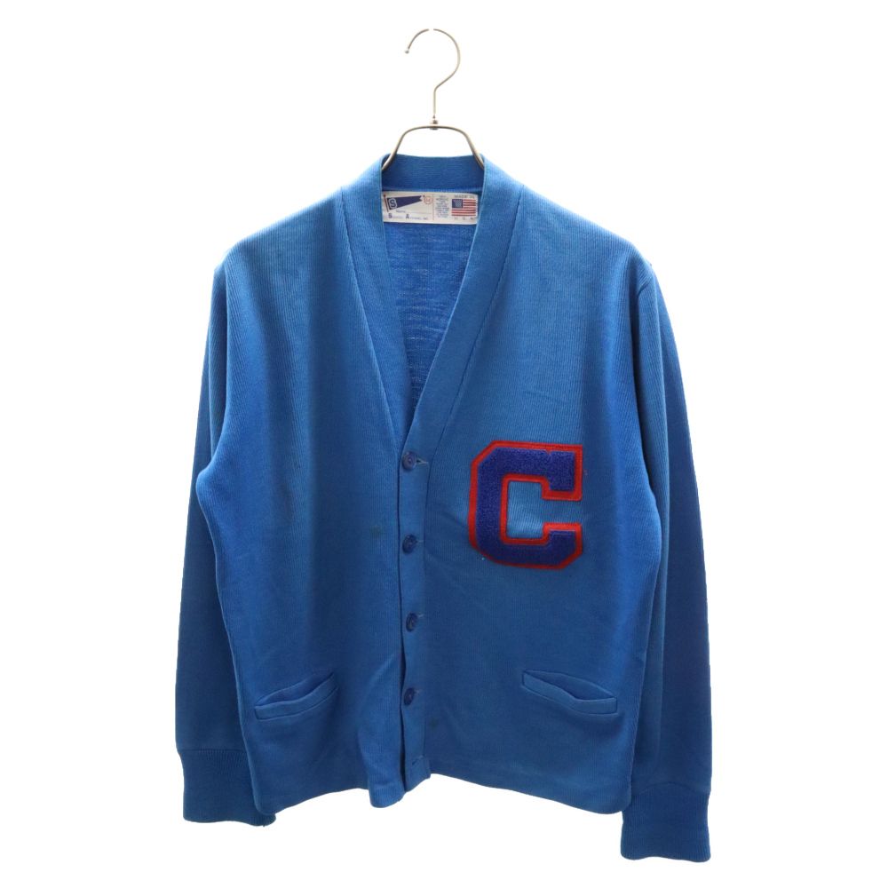 VINTAGE (ヴィンテージ) 80-90S SCHOOL APPAREL INC VINTAGE スクール アパレル ヴィンテージ USA製 アクリル レタードカーディガン ブルー
