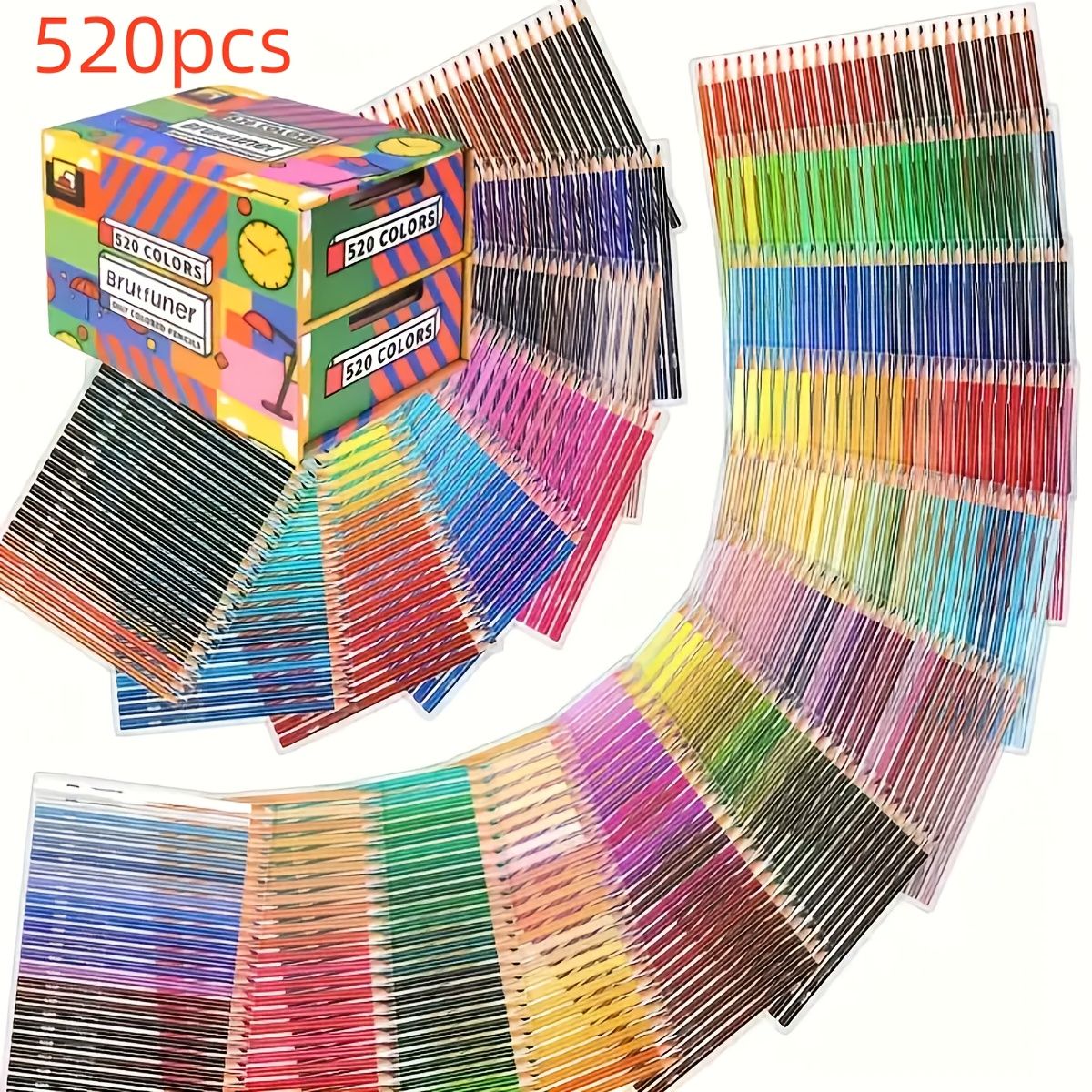 520色のペンシル 描画 絵画 塗り絵 マーキングに使用できる 引き出し式の紙箱にパッケージされている