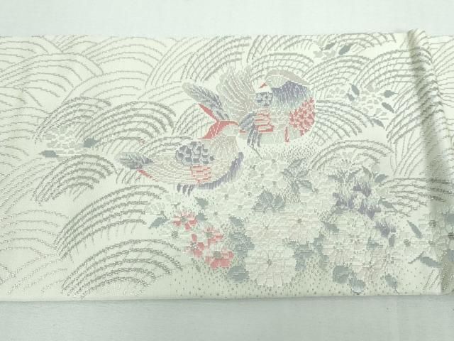 錦唐織 九寸名古屋帯 小葵 菊 金糸 銀糸 正絹 Q897 平和屋着物