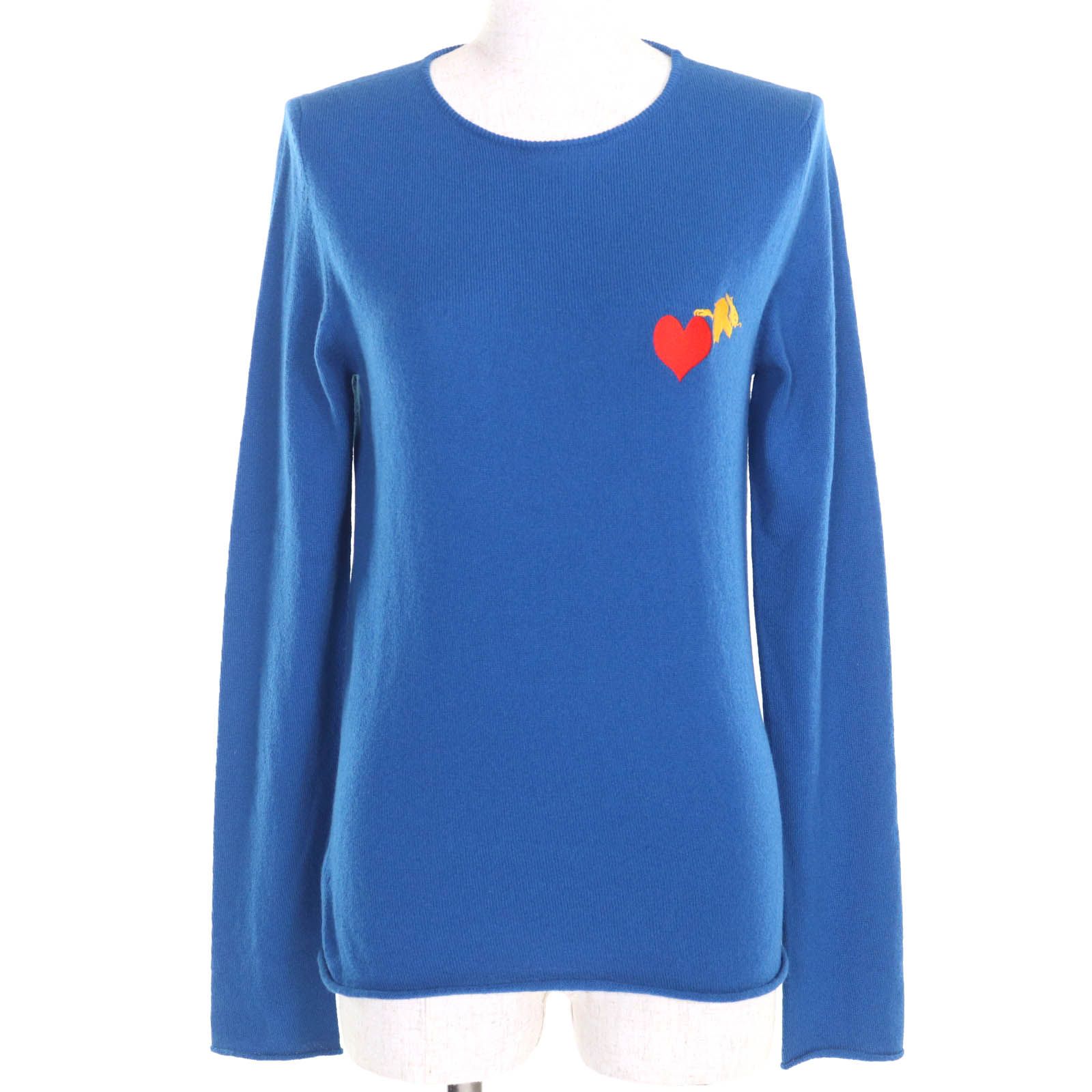 Lucien Pellat-Finet ルシアンペラフィネ カシミヤ100％ ストーン 刺繍付き 長袖 ニット セーター ブルー M レディース