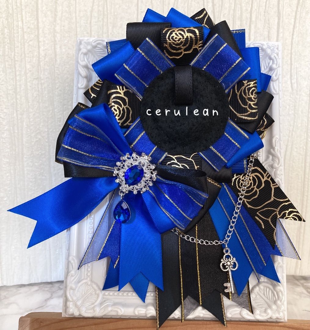 ハンドメイド　ロゼット ロゼット⭐︎痛ロゼット⭐︎ハンドメイド⭐︎黒⭐︎水色