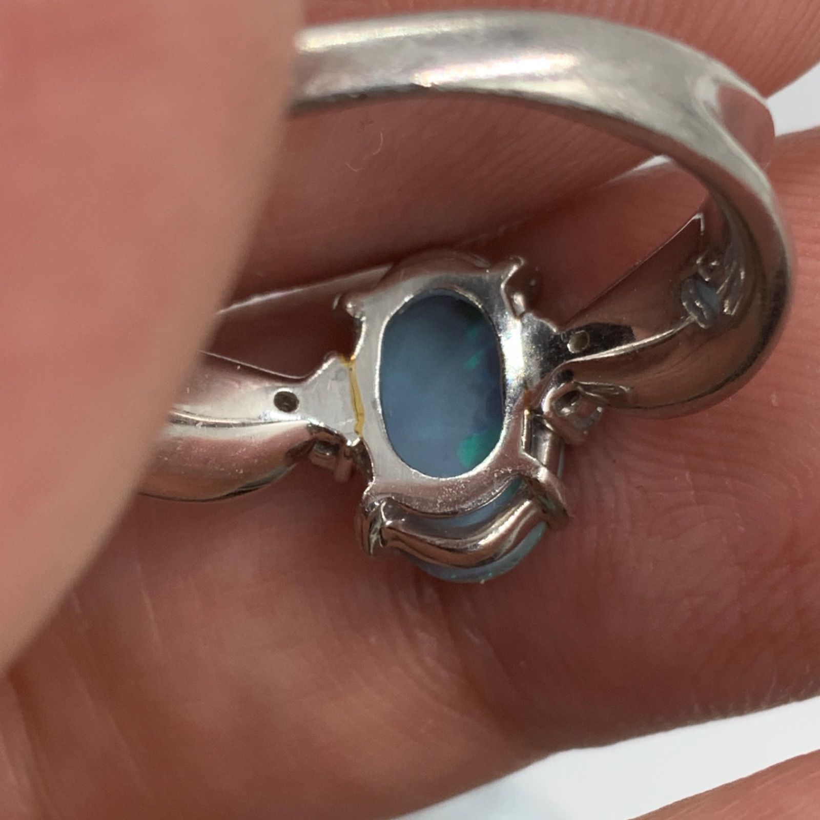 PT900 リング 指輪 14号 オパール 1.54 ダイヤ 0.03 総重量約7.0g 中古