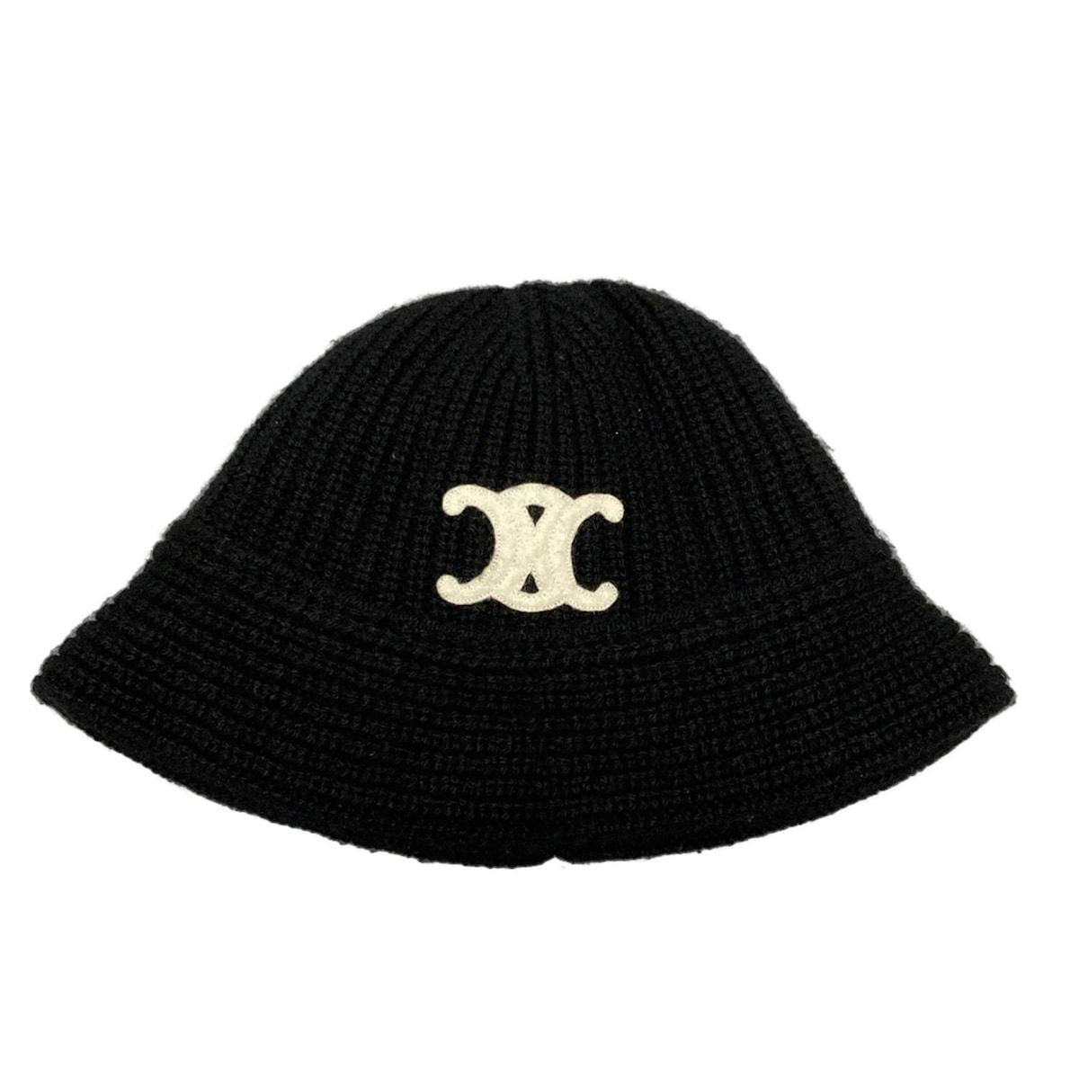 CELINE セリーヌ ハット TU - 2A80T384D 黒 バケットハット ニット カシミヤ