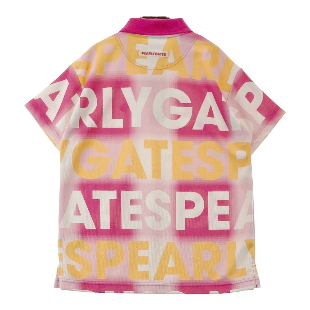 サイズ：1 PEARLY GATES パーリーゲイツ 055-2260808 半袖ポロシャツ ロゴ総柄 ピンク系 [240101475336] ゴルフウェア レディース ストスト サイズ：1 PEARLY GATES パーリーゲイツ 055-2260808 半袖