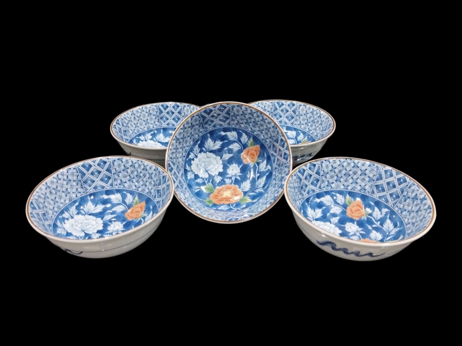 伊万里焼 魯山窯 色絵牡丹絵鉢 色鍋島 中鉢 深鉢 有田焼 レトロ アンティーク 古美術 骨董 高級工芸 和食器 和皿 KA25(出)20
