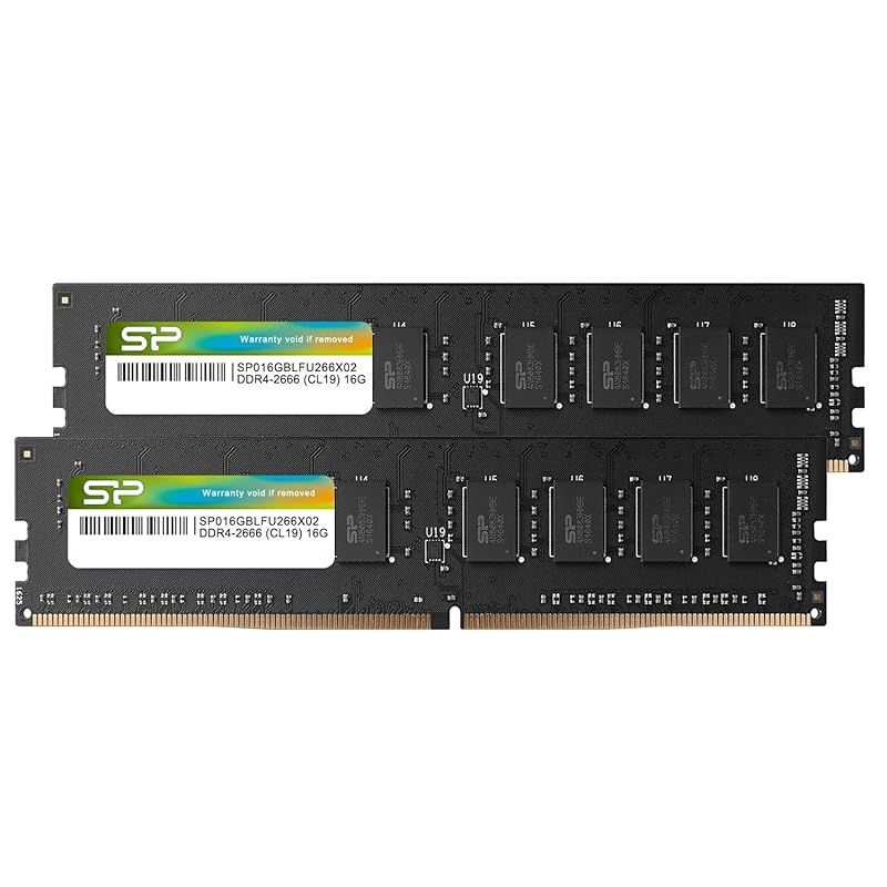 シリコンパワー デスクトップPC用メモリ DDR4-2666 PC4-21300 16GB×2枚 288Pin 1.2V CL19 SP032GBLFU266X22 1
