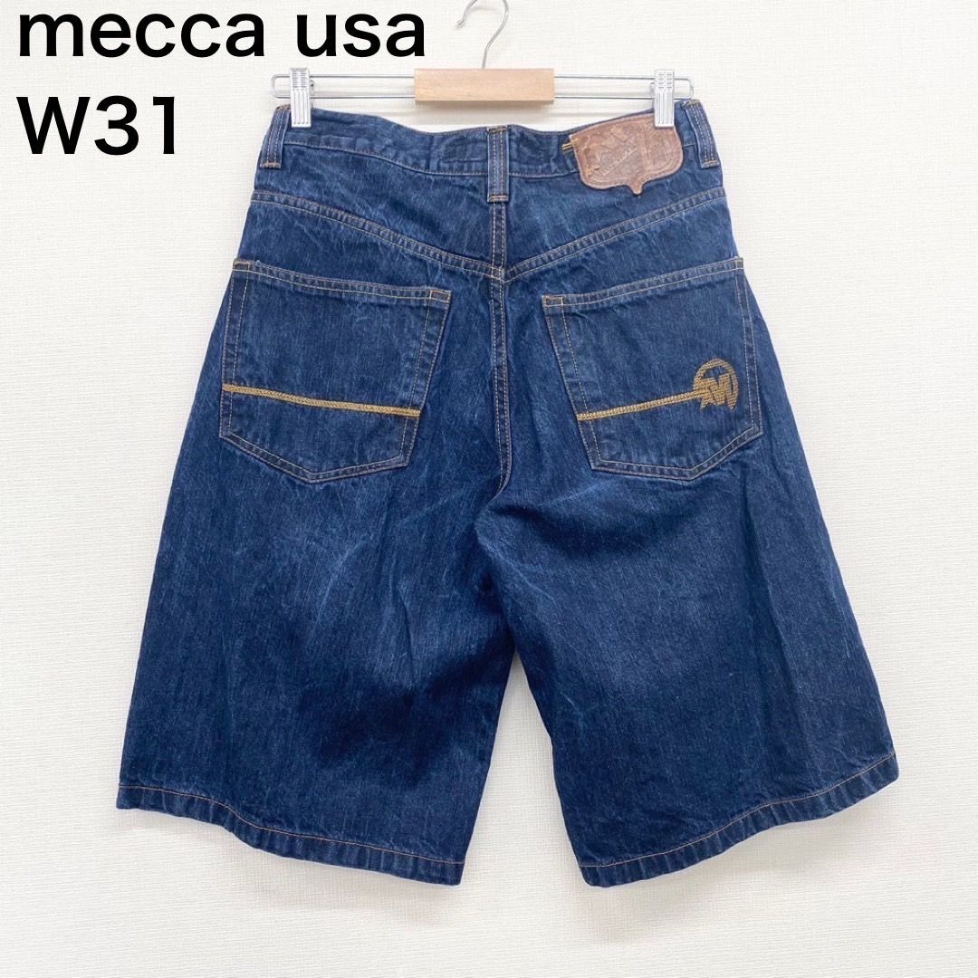 股上約33cmUSA Mecca usa デニム ショーツ HIPHOPパンツ - パンツ