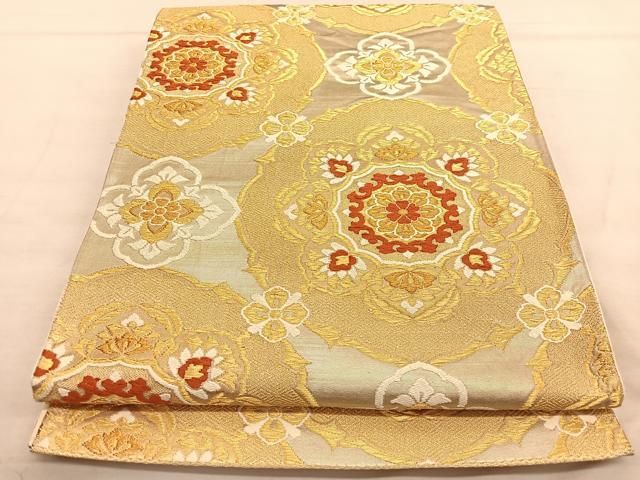 平和屋着物◎六通柄袋帯 宝相華 金銀糸 正絹 逸品 BAAU1204hv