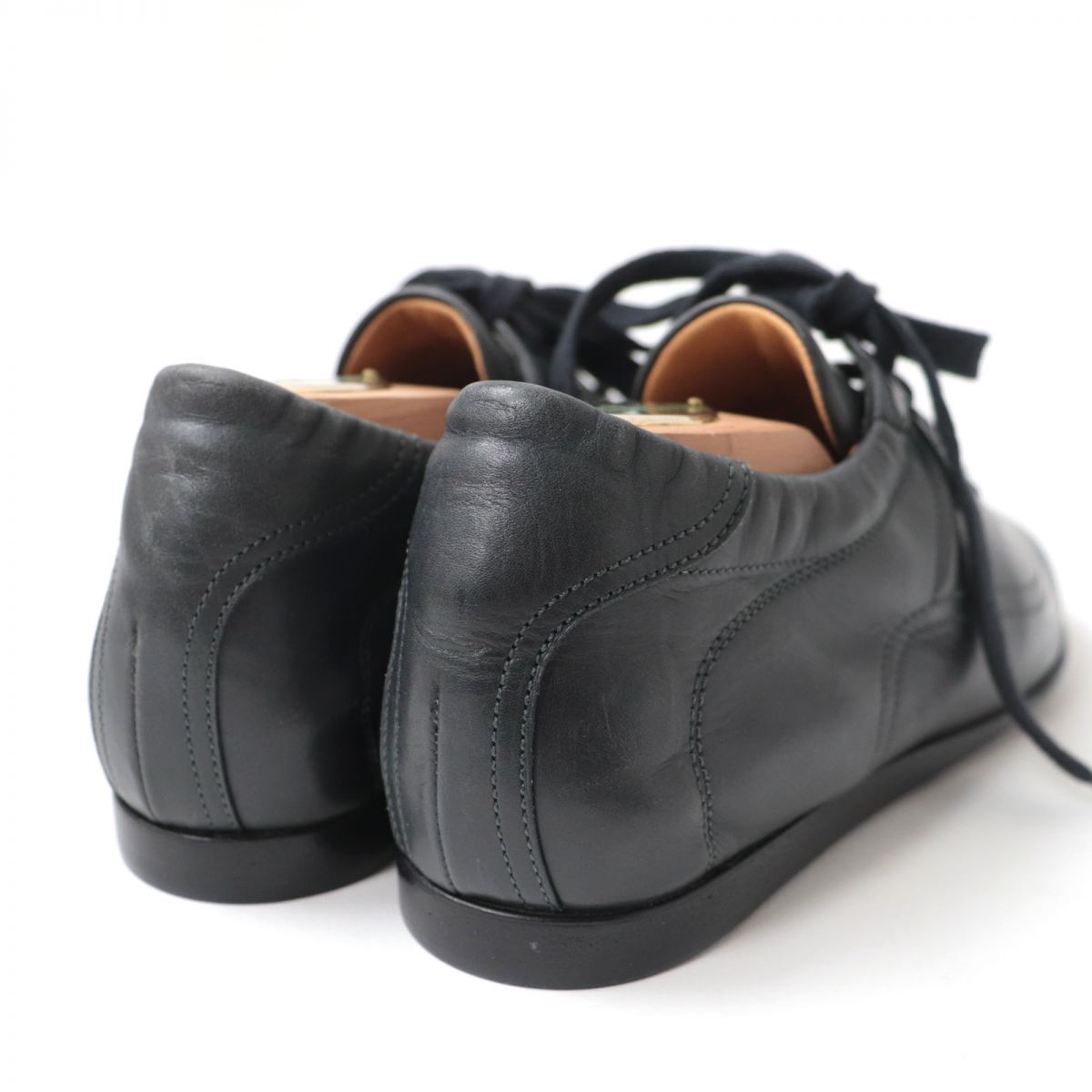 HERMES レザー 黒 レースアップシューズ ドンドン見直し】極美品☆HERMES エルメス マルジェラ期 Hロゴ入り