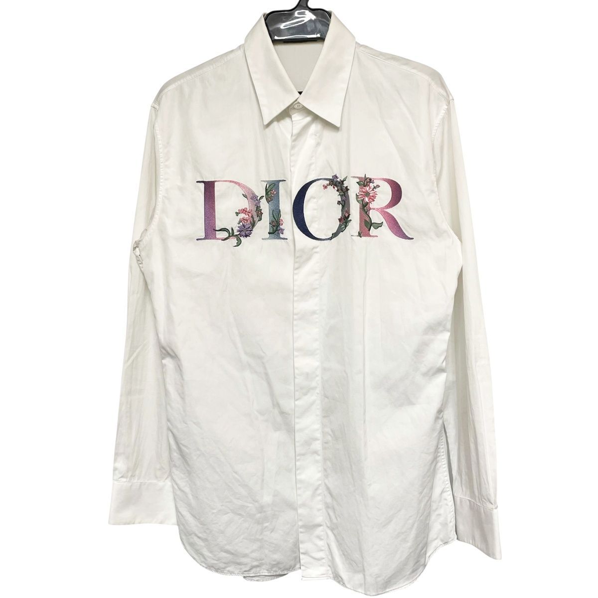 Dior ディオール フラワー ロゴエンブロイダリーシャツ 113C535A1581 サイズ37 ホワイト 長袖シャツ 25015486DS