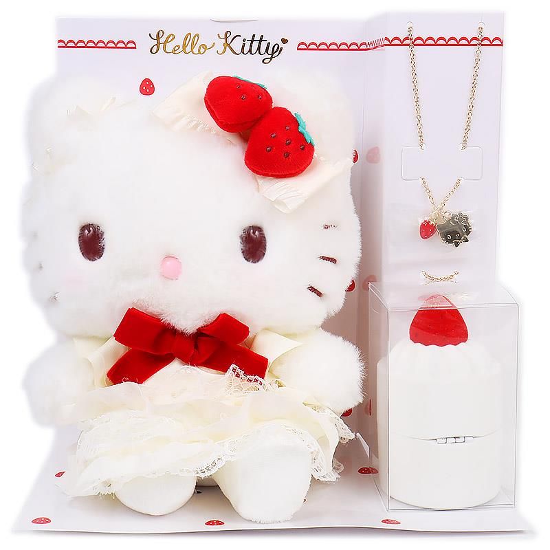 【爆買い，新品】 ハローキティ ぬいぐるみ＆ネックレス セット ショートケーキ サンリオ キャラクター ぬいぐるみ本体