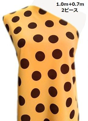 生地 コチーボ 黄土色×こげ茶水玉 C0649