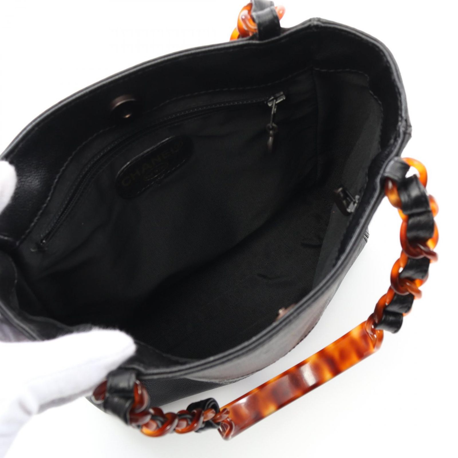 シャネル CHANEL トートバッグ ココマーク ブラック キャビアスキン  