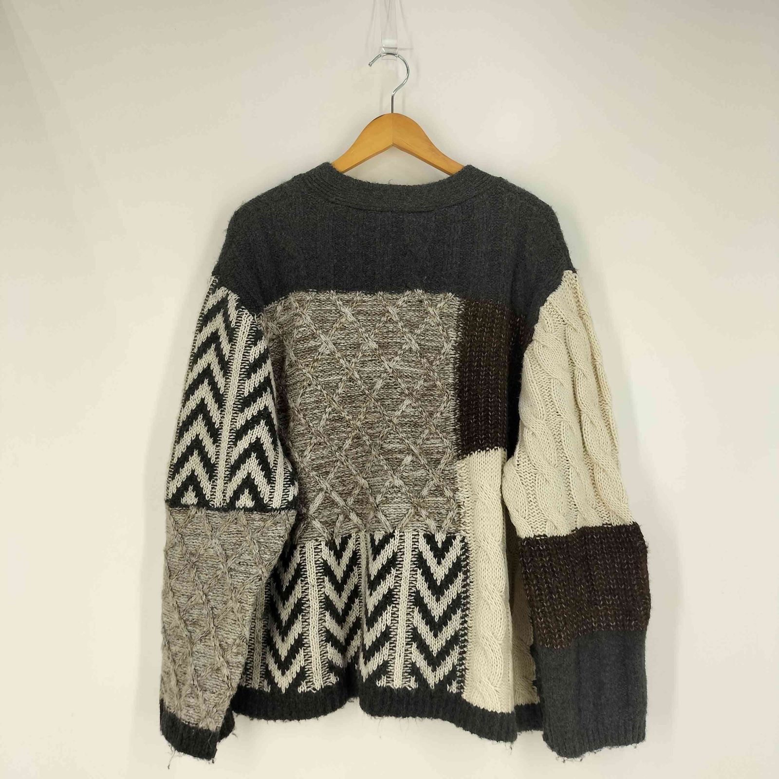 ザラ ZARA パッチワーク ニット カーディガン レディース import：L 