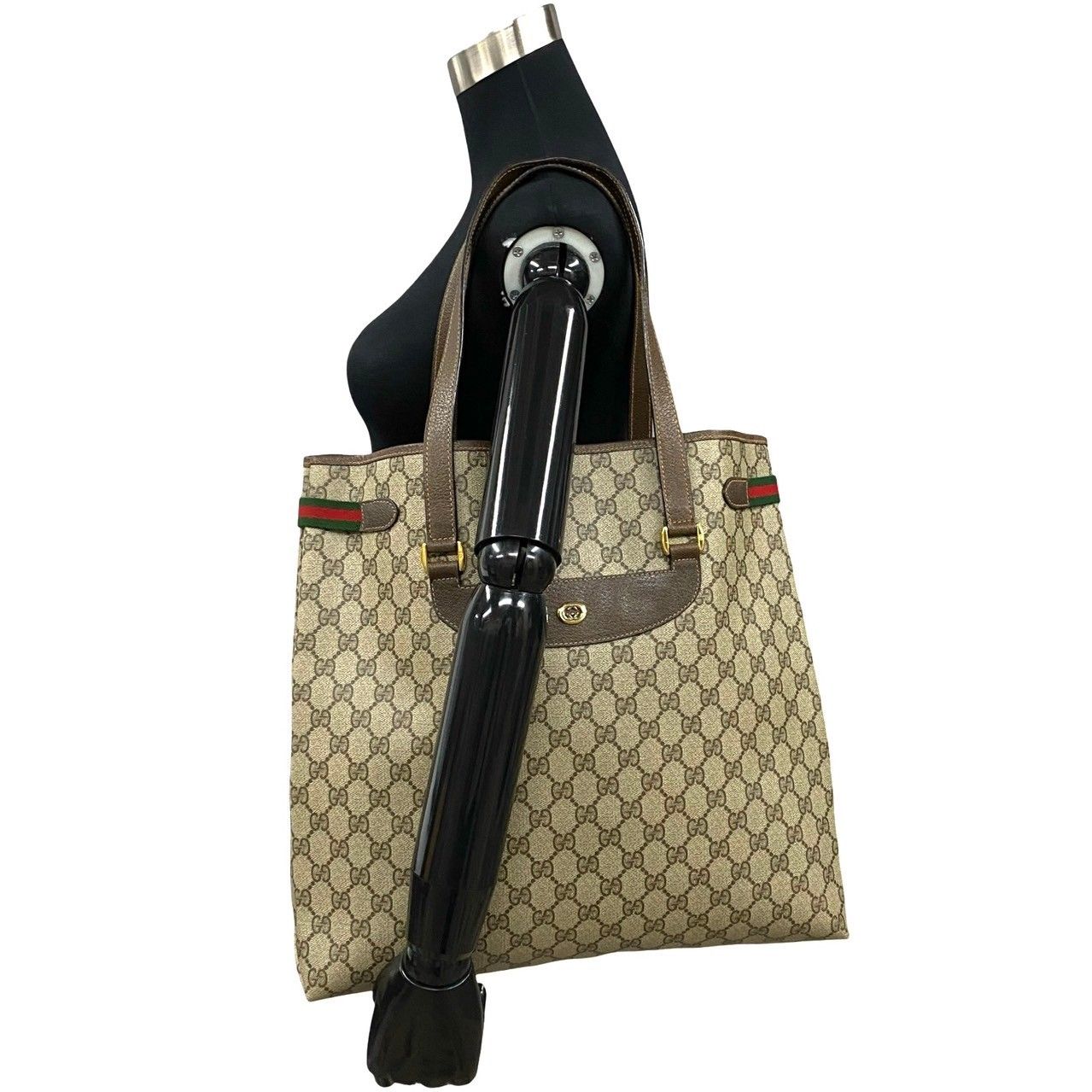 極 美品 GUCCI グッチ オールドグッチ シェリーライン GG ロゴ レザー 本革 トートバッグ ハンドバッグ A4収納可 ブラウン 24511  - メルカリ