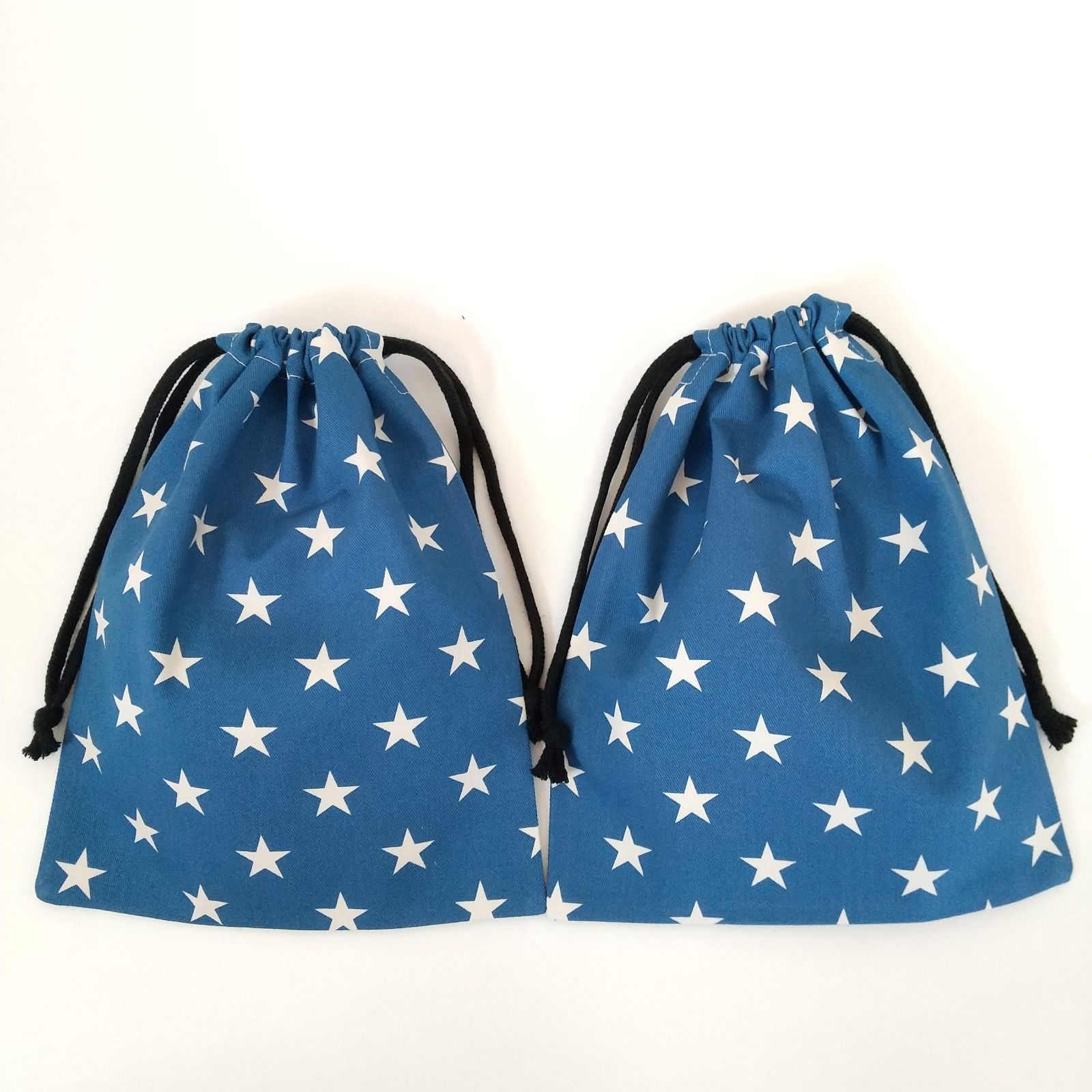 ２個セット 25×20 星柄 給食袋 ハンドメイド 巾着袋 男女兼用 ブルー