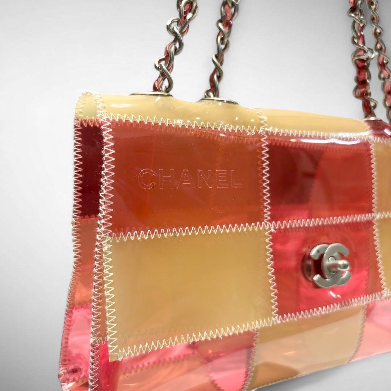 CHANEL レコード型パーティーバッグ CHANEL (シャネル) 580107 チョコバー PVC ビニール ショルダー
