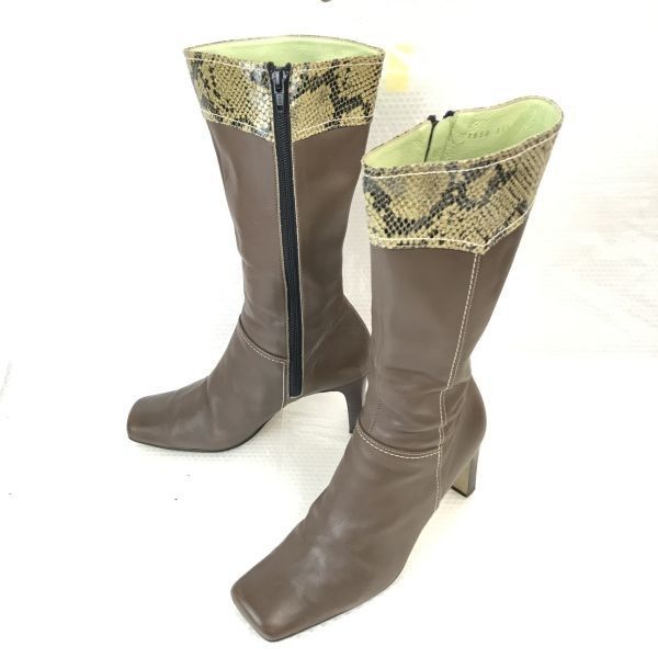 交換OK バレンシアガ|BALENCIAGA 本革|ロングブーツ 35.5|22.5-23.0|茶|BROWN ハイヒール| |boots|Shoes|Japan limited◆cWB100-6<sale>