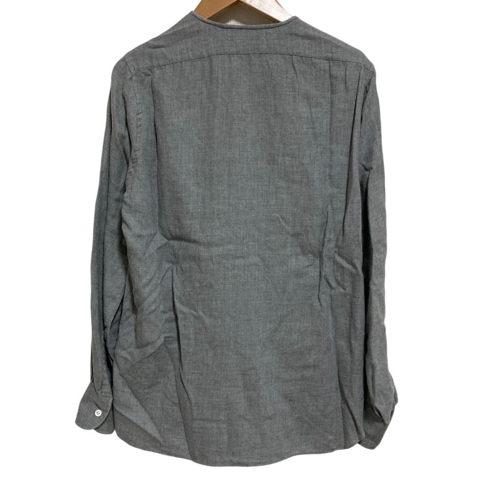 美品 CHARVET シャルベ コットンウール 長袖 ノーカラーシャツ