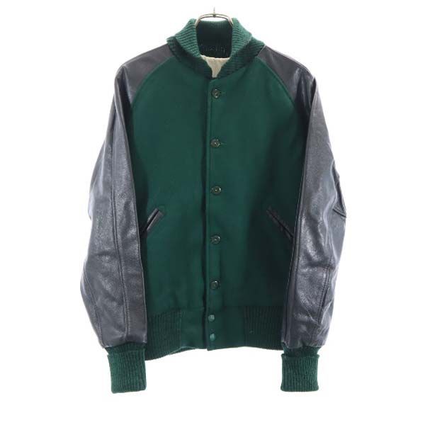スクーカム USA製 ファラオジャケット スタジャン 38 緑×黒 SKOOKUM 袖 