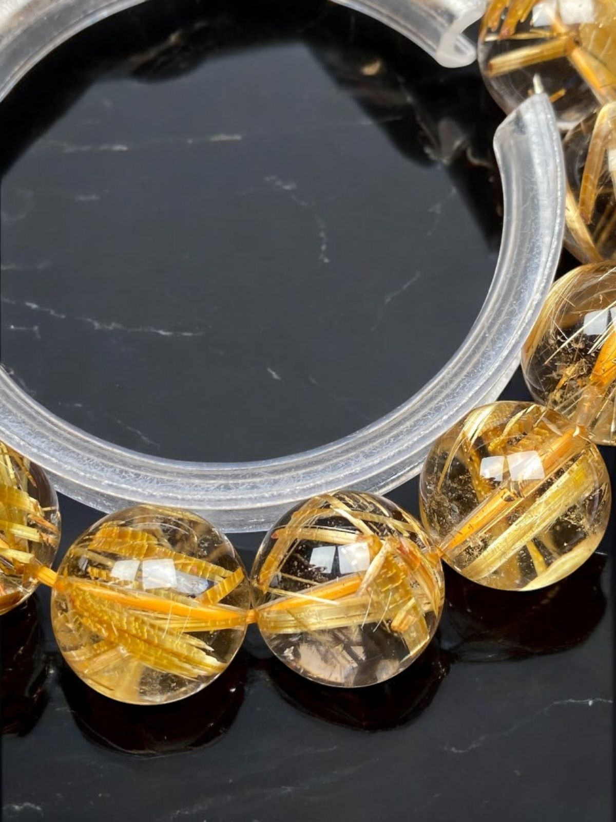 タイチンルチルクォーツバングル 13.5mm　ギフトボックス付き　パワーストーン　天然石　イリデセントストーン 現品お届け！鑑別書付き タイチンルチルクォーツ