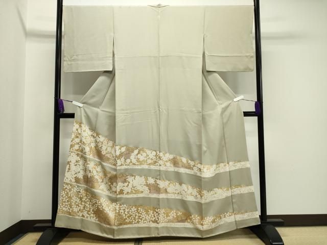 平和屋着物●豪華色留袖 駒刺繍 籬草花文 金彩 正絹 CAAX5617gh