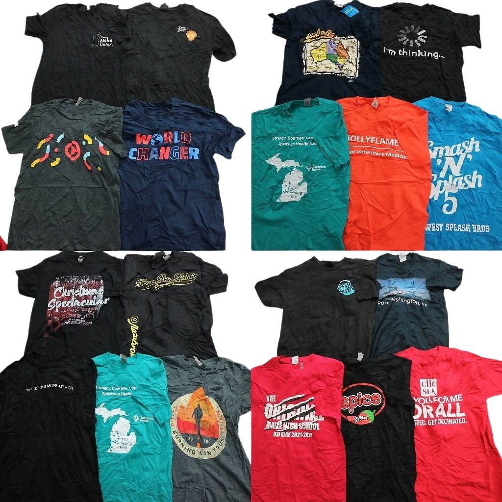 古着卸 まとめ売り カラーmix プリント 半袖Tシャツ 19枚セット (メンズ XS /S ) サンタクルーズ イラスト ロゴ ワンポイント MS5450
