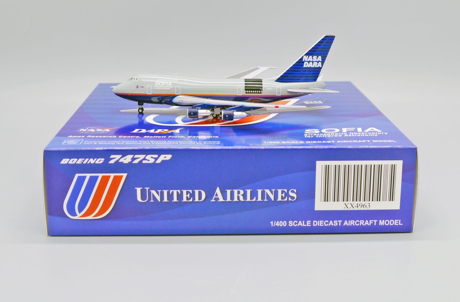 NASA SOFIA 747SP N145UA ユナイテッド航空塗装 1/400 Jcwings SOFIA NASA DARA 747SP ユナイテッド航空塗装 N145UA 1/400