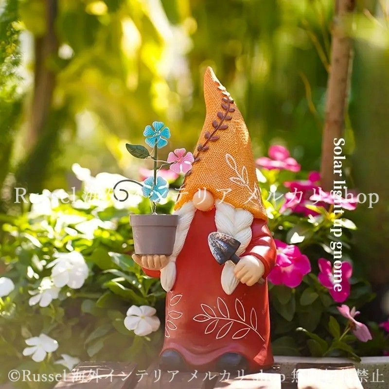 ガーデンライト ノーム ソーラー プラスチック 太陽光 妖精 かわいい ガーデンオブジェ ガーデンオーナメント ガーデニング 雑貨 ガーデン雑貨 ガーデンインテリア ガーデン インテリア 庭の装飾 お洒落 おしゃれ 4-7 YUZUMIYA_COM
