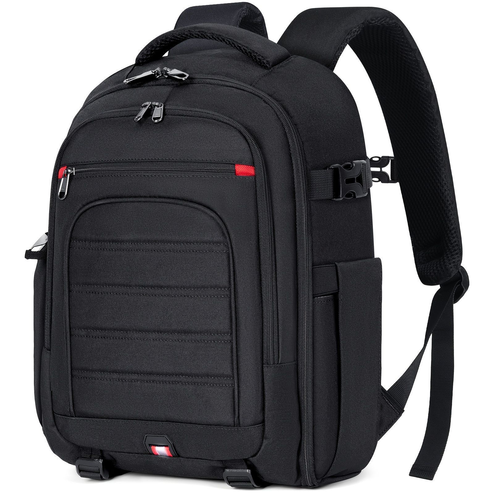 RAINSMORE カメラバッグ カメラリュック DSLR/SLR ミラーレスカメラ用 39.62 cm ノートパソコン カメラリュック カメラマン用 盗難防止カメラケース 写真撮影用リュック レインカバー付き、三脚ホ