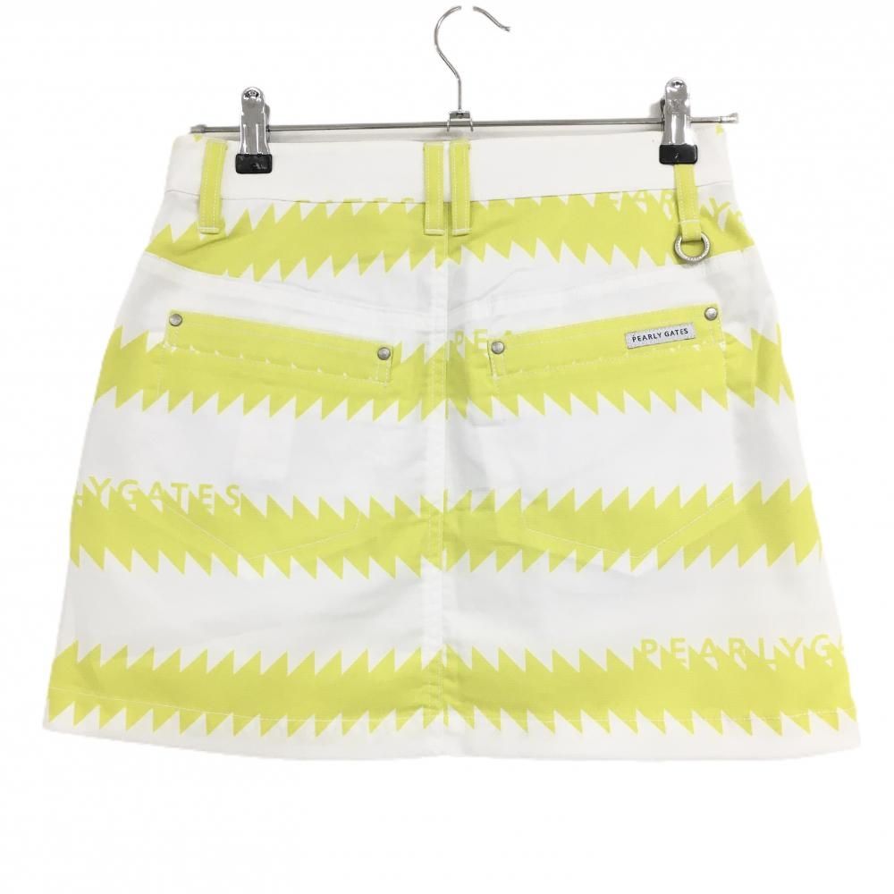 パーリーゲイツ スカート 白×イエロー ギザギザボーダー ロゴ刺しゅう ストレッチ レディース 0 S ゴルフウェア PEARLY GATES
